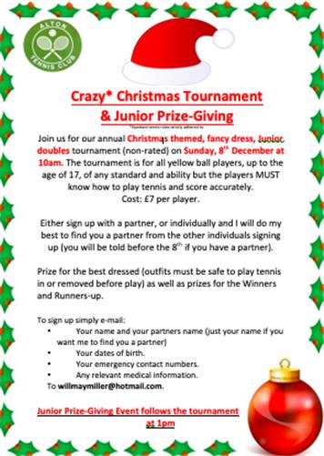  - Junior Christmas Tournament & Annual Prize-giving