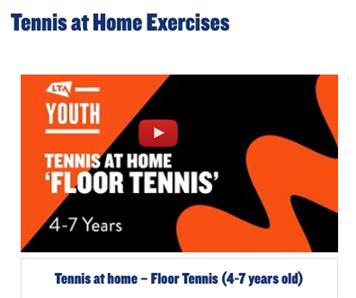  - Tennis at Home for 4 - 11 yr olds